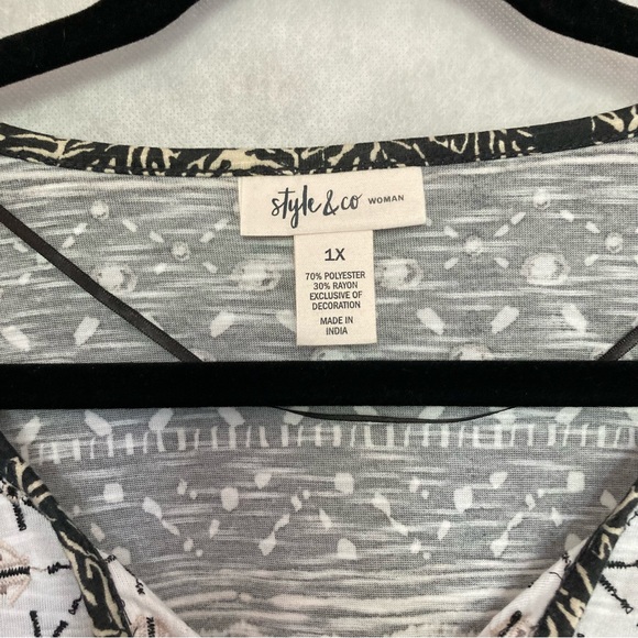 Bohemian Women's Plus Blouse Top Aztec Short Sleeve Tassels High Low Womens 1X - Picture 9 of 16